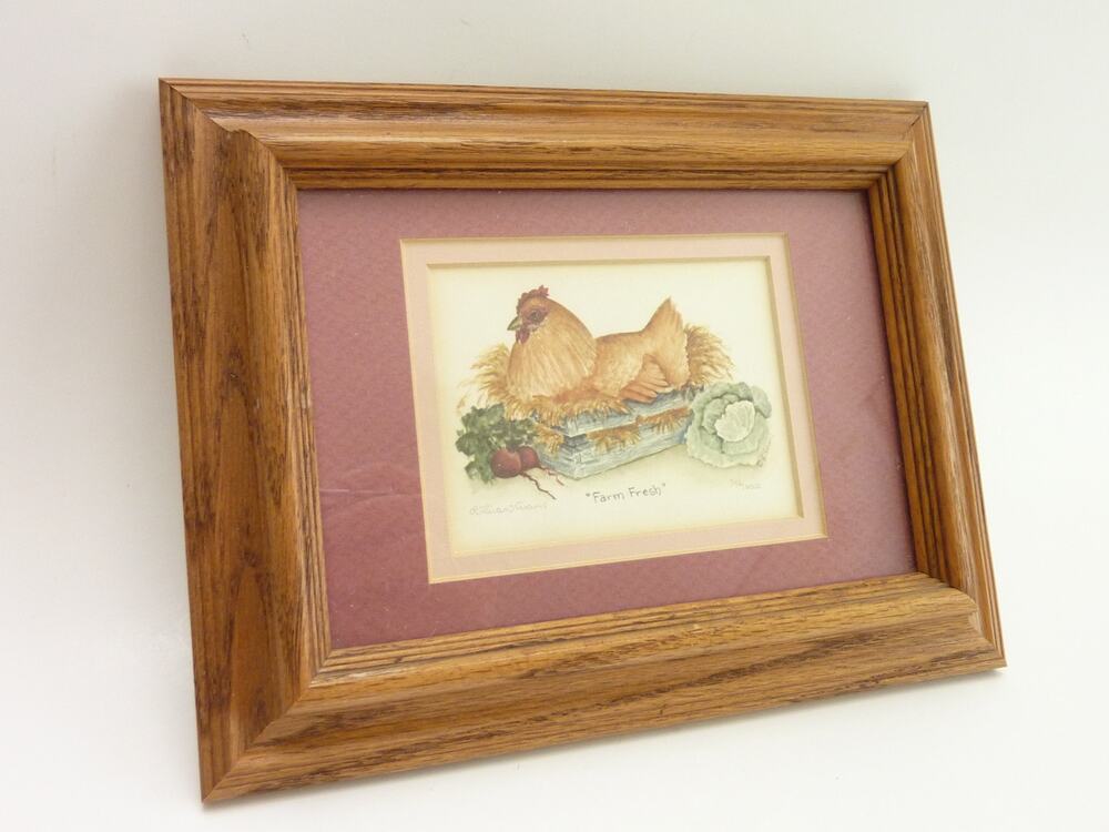 Lillian Evans Signed Art Print Farm Fresh Chicken Hen Nesting Framed Wall Decor